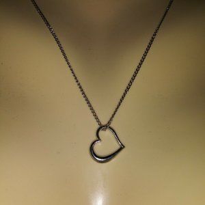 SOLD 17" Silver Tone Heart Pendant Necklace